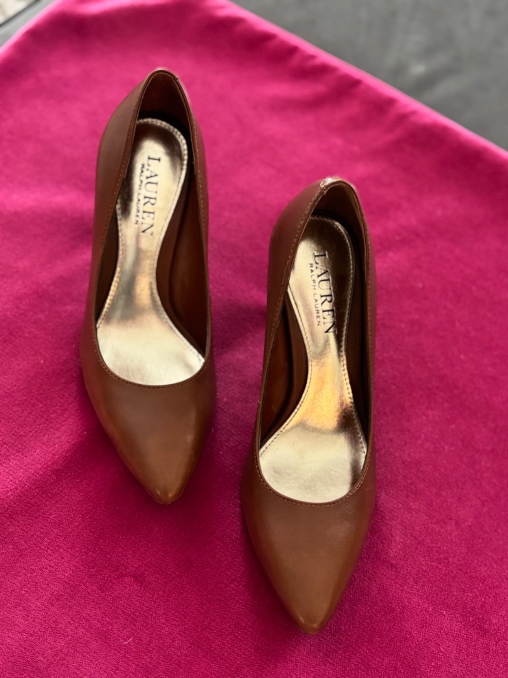 Lauren by Ralph Lauren Women's Brown Leather Heel Pumps, Size 5.5 B - Picture 8 of 9